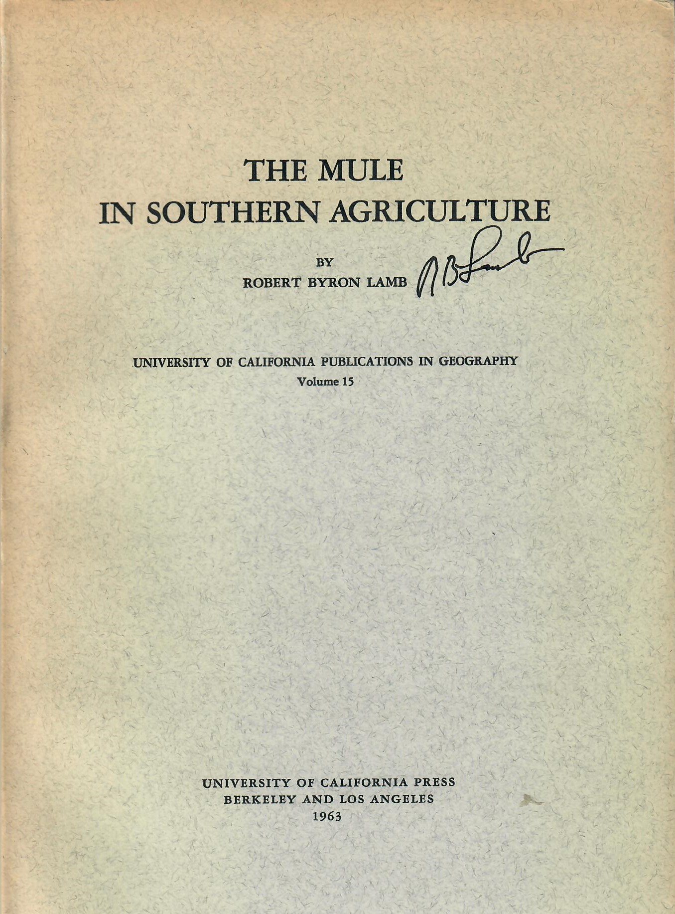 The Mule in Southern Agriculture