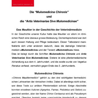 Die Mulomedicina Chironis und die Artis Veterinariae Sive Mulomedicinae